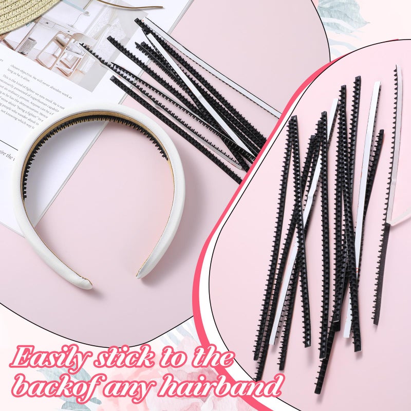 XLIUAX 20Pcs Headband Teeth Strip, Anti-Slip Hair Bands Teeth Comb Self-adhesive Headband Rubber Hair Hoop Tooth for Women Accessories Craft DIY - Image 3